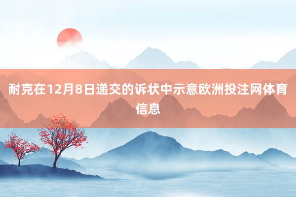 耐克在12月8日递交的诉状中示意欧洲投注网体育信息