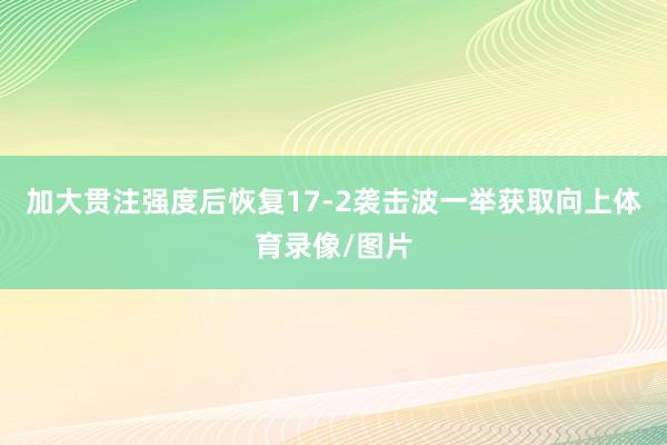 加大贯注强度后恢复17-2袭击波一举获取向上体育录像/图片