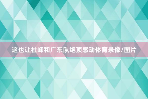 这也让杜峰和广东队绝顶感动体育录像/图片