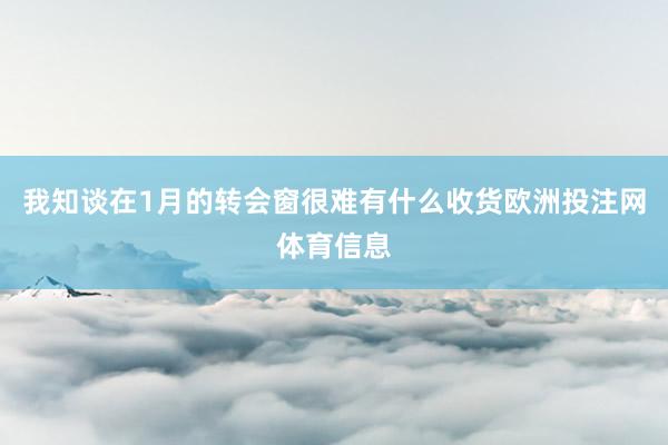 我知谈在1月的转会窗很难有什么收货欧洲投注网体育信息